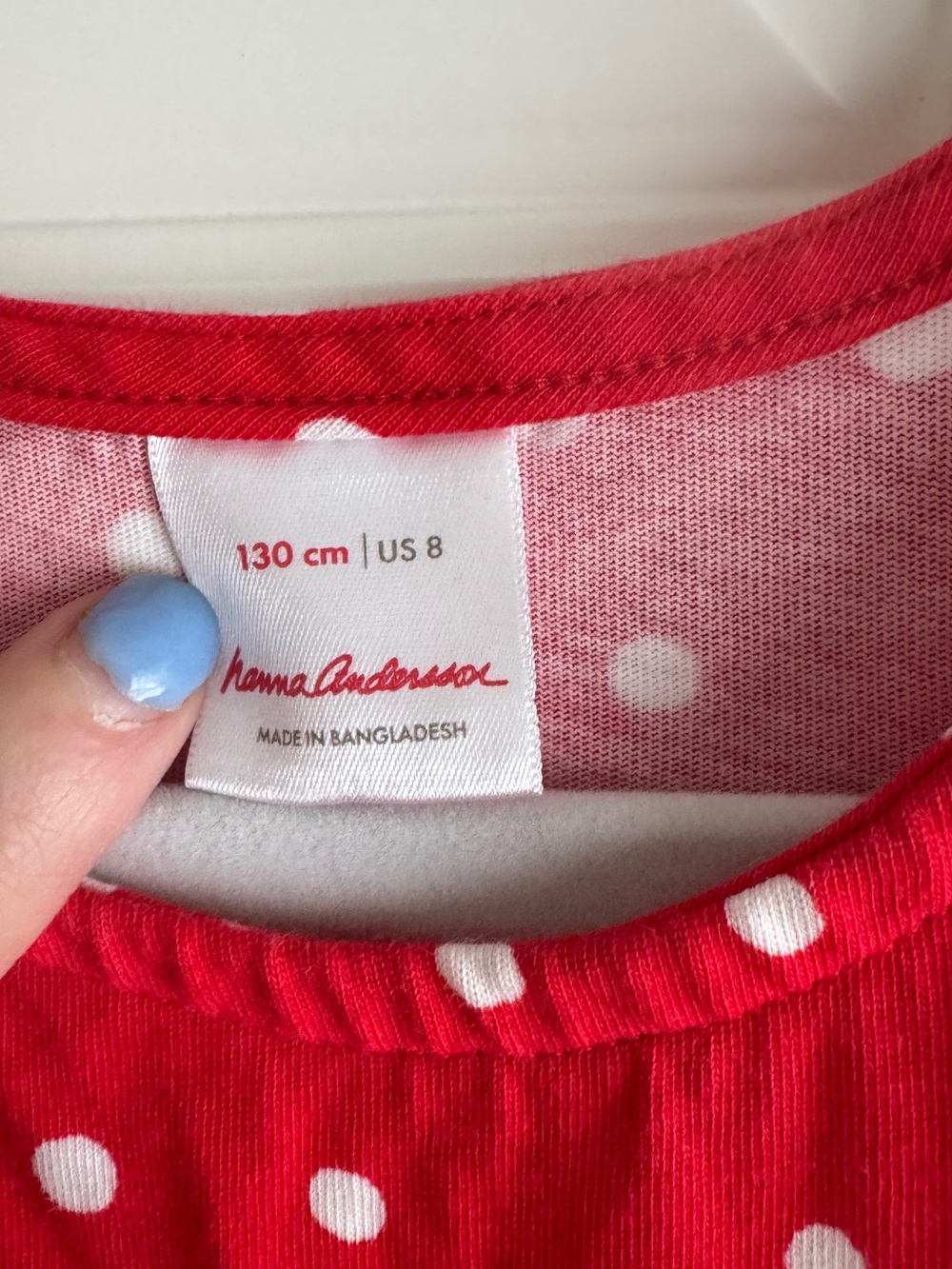 Hanna Andersson Red White Polka Dot Tiered Cotton Dress Girls Size 8 EUC 130 - Picture 4 of 6